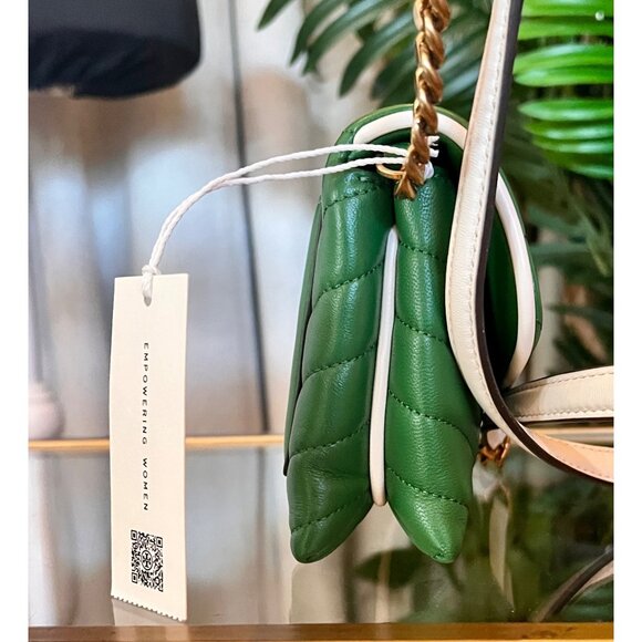 NEW!! TORY BURCH BASIL GREEN KIRA CHEVRON POP HANDBAG - Picture 6 of 14